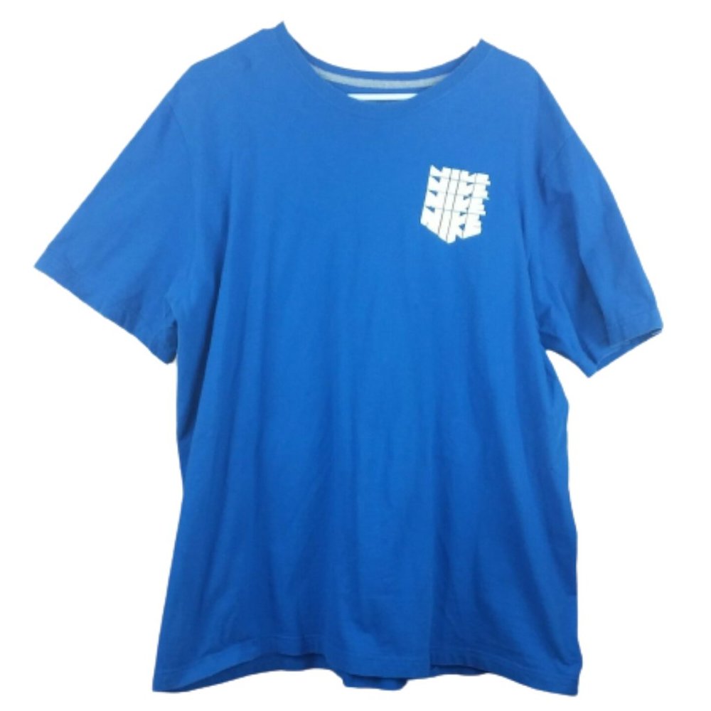 Nike Unisex Adult Graphic Tee Shirt Reg. Fit Crew Neck Short Sleeve Blue Cotton